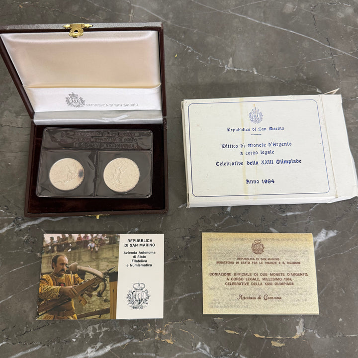 Silbermünzen 500 1000 Lire Republik San Marino XXIII. Olympische Spiele 1984