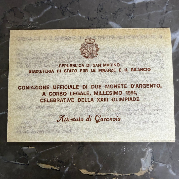 Silbermünzen 500 1000 Lire Republik San Marino XXIII. Olympische Spiele 1984
