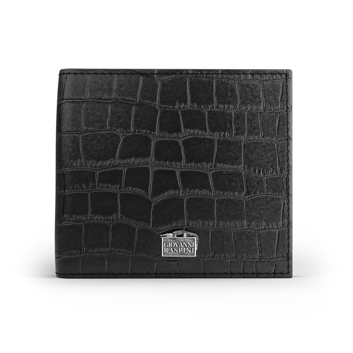 Giovanni Raspini Geldbörse aus schwarzem Krokoleder 925er Silber L0024