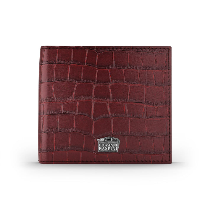 Giovanni Raspini bordeauxrode croco lederen portemonnee 925 zilver L0031