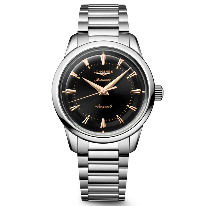 Longines Conquest Heritage 38mm black automatic steel watch L1.649.4.52.6