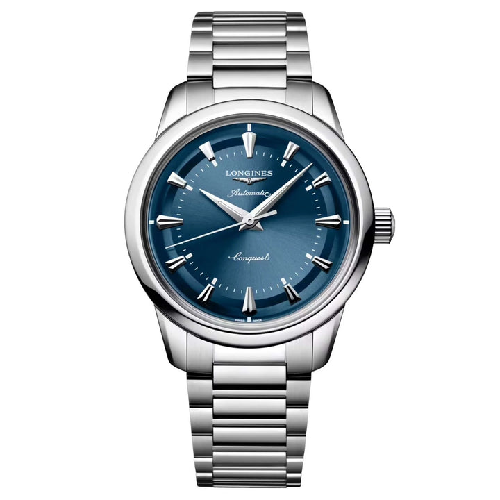 Longines Conquest Heritage 38mm blue automatic steel watch L1.649.4.92.6