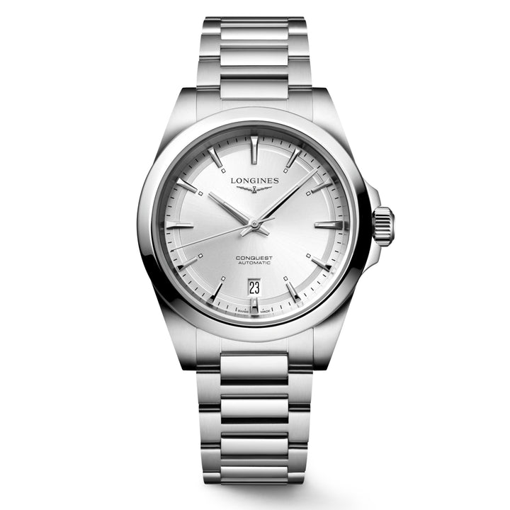 Longines Conquest 38mm silver automatic steel watch L3.720.4.72.6