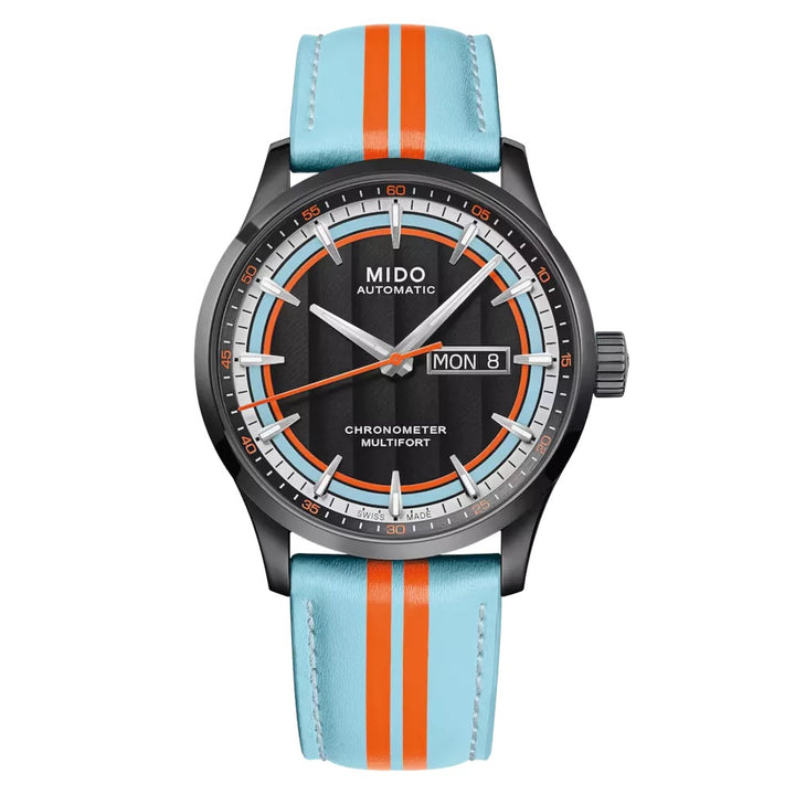 Mido-Uhr Multifort Chronometer 1 Racer 42 mm, schwarzer Automatikstahl, schwarzes PVD-Finish M038.431.36.051.00
