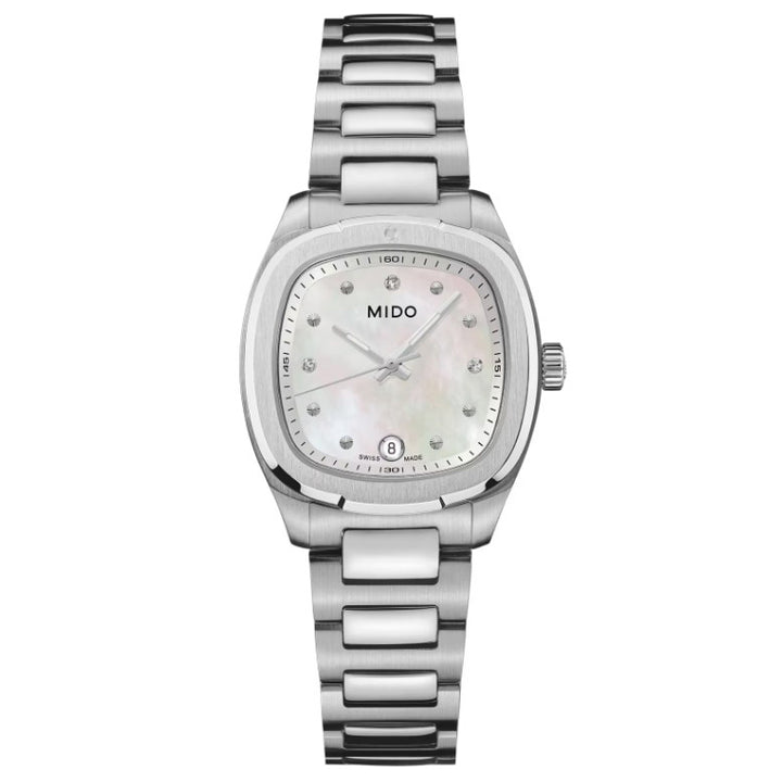 Mido-Uhr Multifort TV 28 mm Perlmuttdiamanten Quarzstahl M049.110.11.116.00