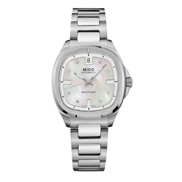 Mido Uhr Multifort TV 34x35mm Perlmutt Diamanten Automatik Stahl M049.307.11.106.00
