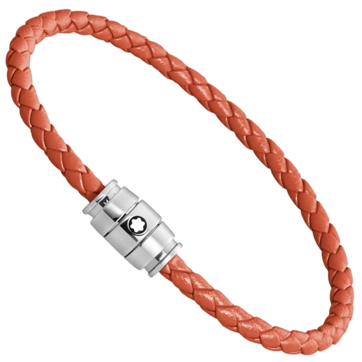 Montblanc 3-Ring-Armband aus Stahl und Meisterstück Cayenne-Leder, Größe S 13429160