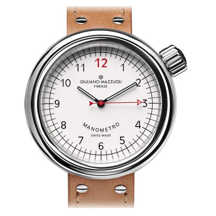 Giuliano Mazzuoli Manometer horloge 45mm wit automatisch staal MRP05N