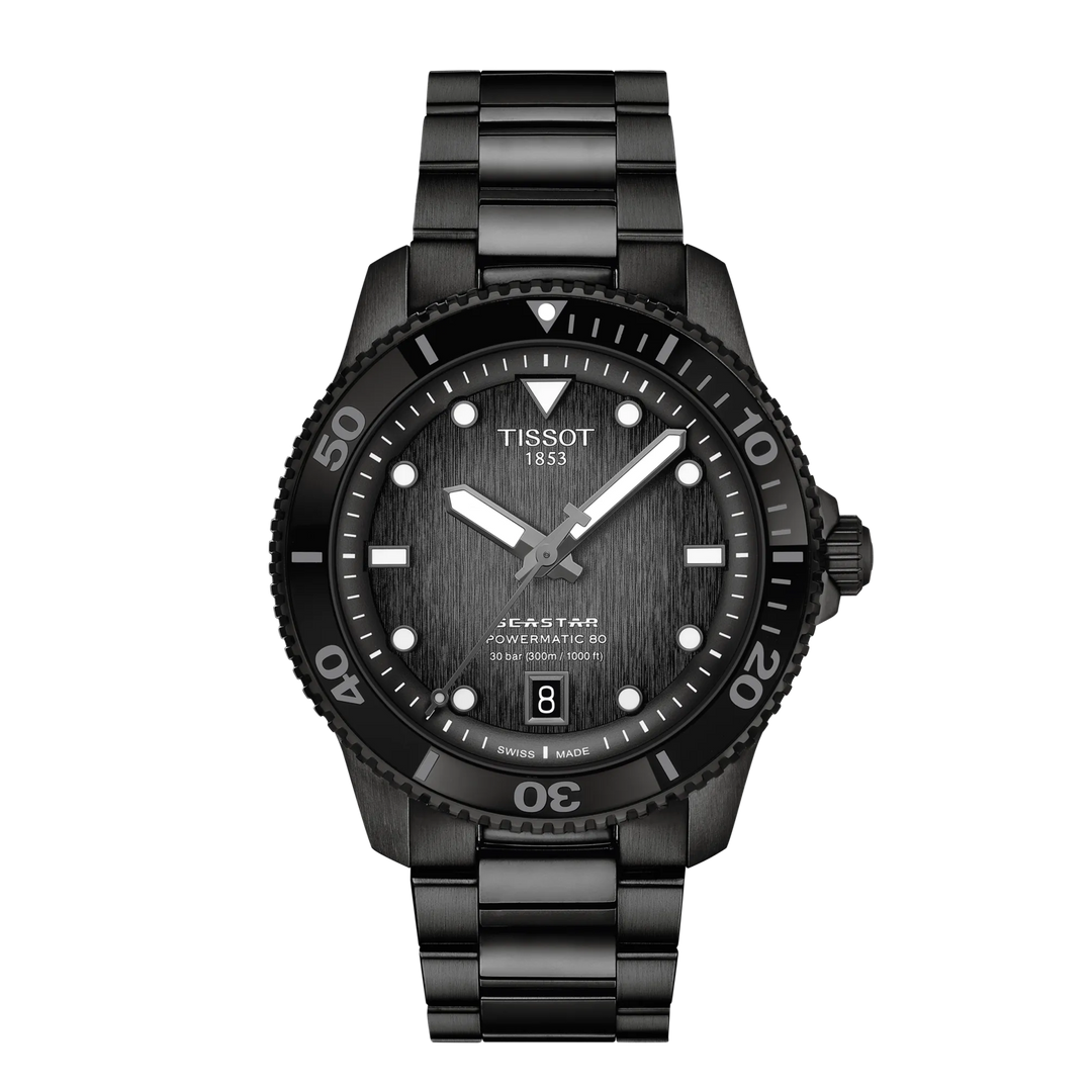 Tissot Watch Seastar 1000 PowerMitic 80 40mm Zwart automatische stalen afwerking PVD Black T120.807.33.051.00