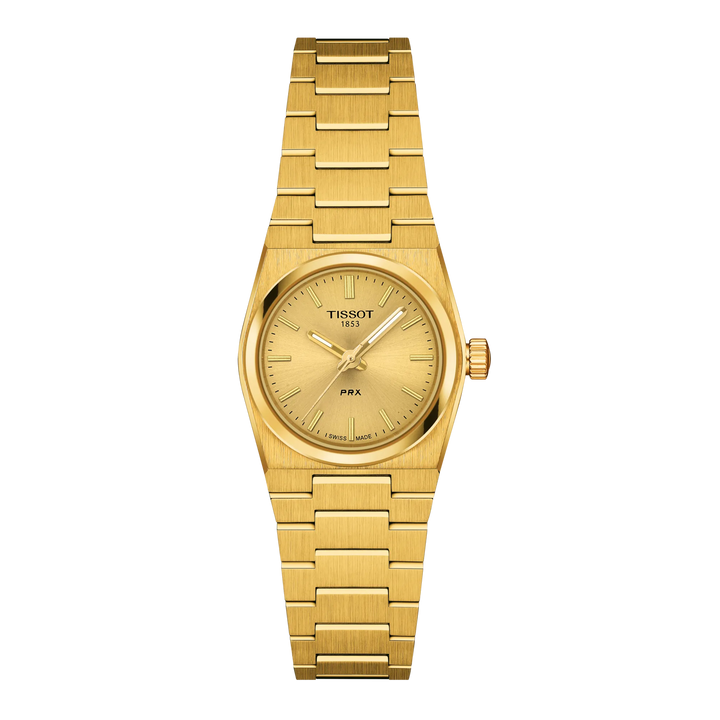 Tissot PRX 25 mm champagne kwartsstaal geel goud PVD afwerking T137.010.33.021.00