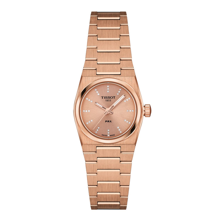 Tissot horloge PRX 25 mm roségoud diamanten kwartsstaal PVD roségouden afwerking T137.010.33.506.00