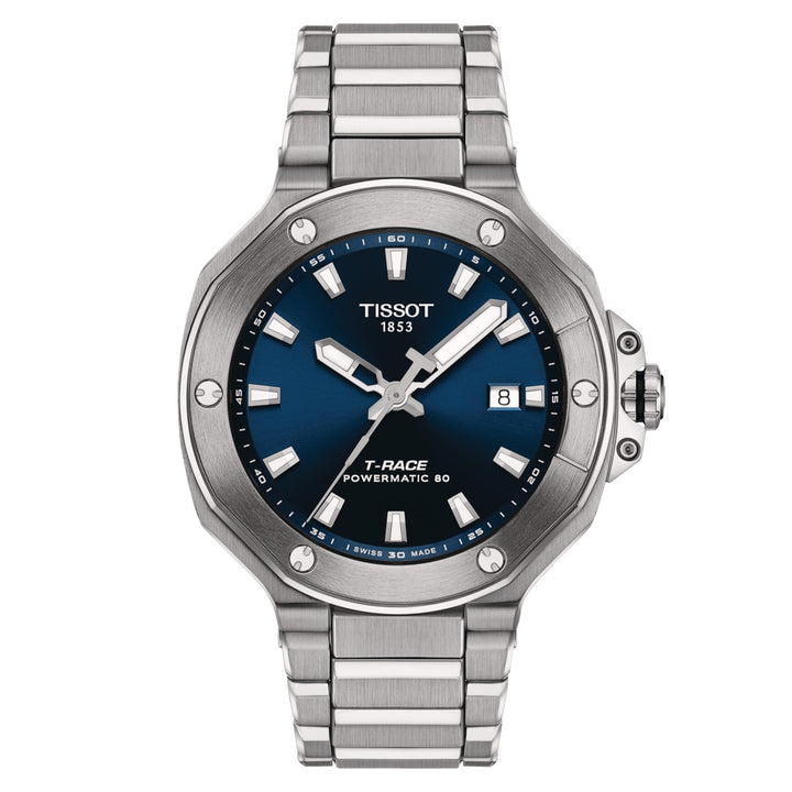 Tissot T-race powermitic 80 41 mm blauw automatisch staal T141.807.11.041.00 uur