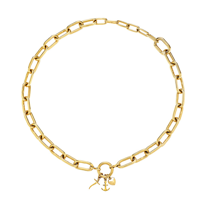 Breil Love Ties ketting in staal met IP gouden afwerking TJ4074