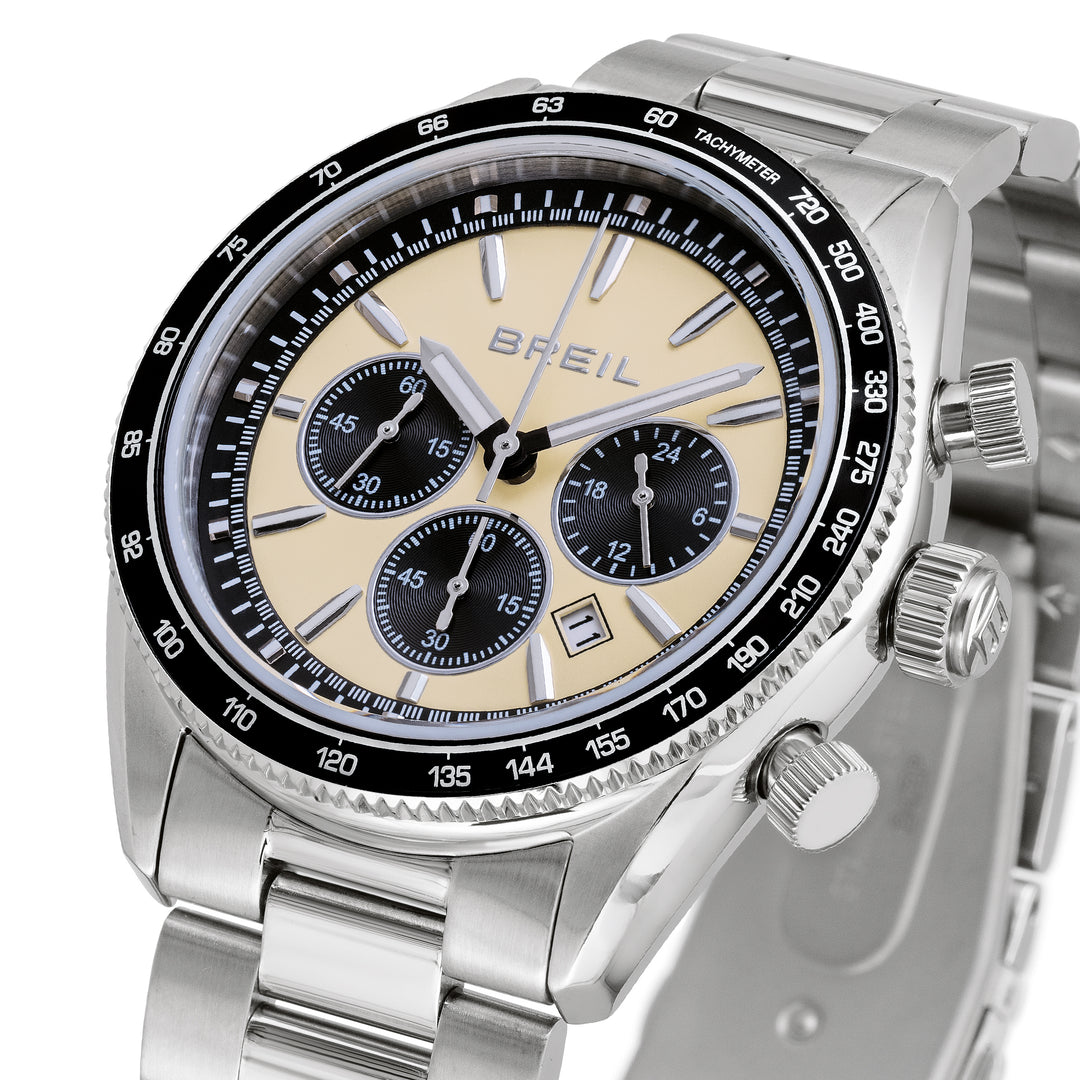 Breil Vanguard Chrono horloge 43mm beige quartz staal TW2109