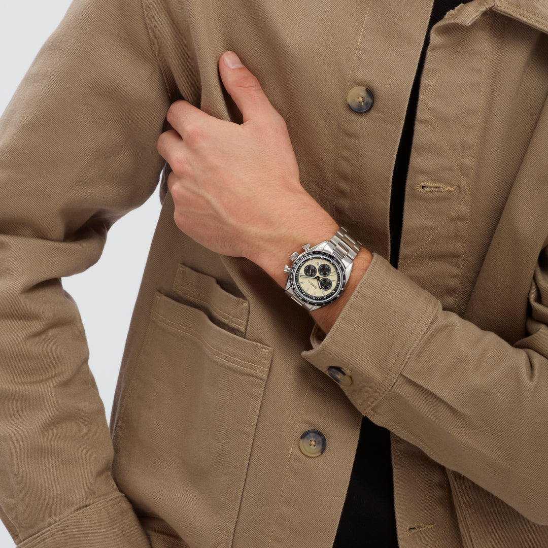 Breil Vanguard Chrono horloge 43mm beige quartz staal TW2109