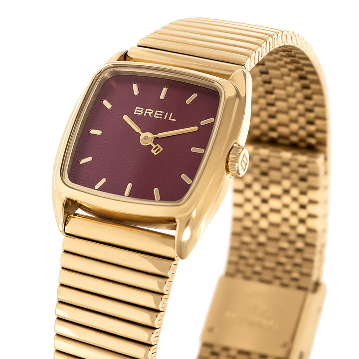 Breil Uhr Stylize 24 mm burgunderroter Quarzstahl Gelbgold PVD-Finish TW2120