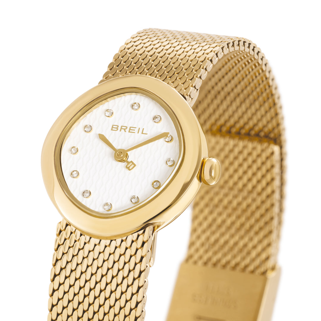 Breil Primp watch 25mm white quartz steel 14k gold PVD finish TW2022