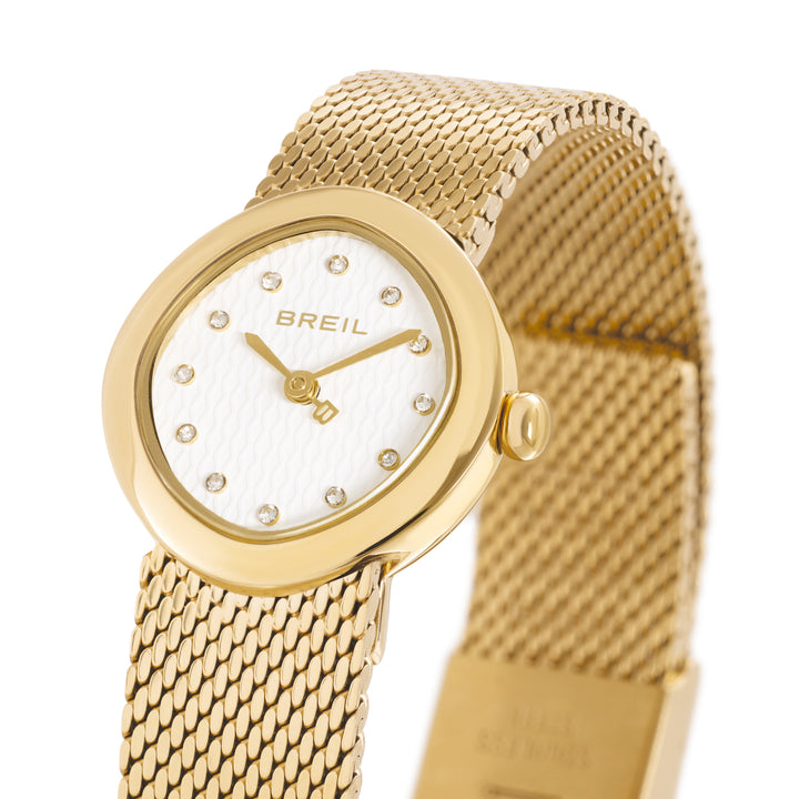 Breil Primp watch 25mm white quartz steel 14k gold PVD finish TW2022