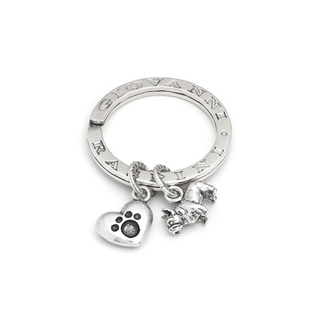 Giovanni Raspini key ring French bulldog and love Keyring in 925 Silver X01411