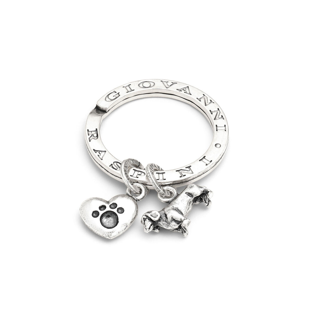 Giovanni Raspini dachshund and love key ring 925 silver key ring X01412