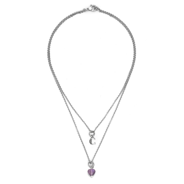Giovanni Raspini necklace precious gift letter c Necklace in 925 silver, amethyst and zircons X01492