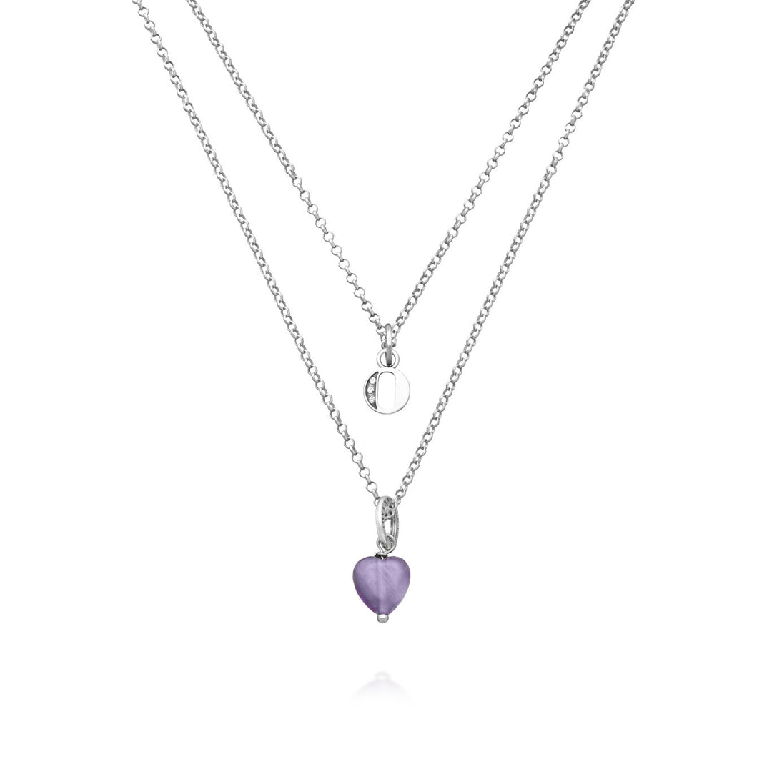 Giovanni Raspini Halskette kostbares Geschenk Buchstabe o Halskette aus 925er Silber, Amethyst und Zirkonen X01480