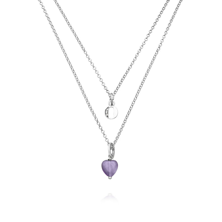 Giovanni Raspini Halskette kostbares Geschenk Buchstabe o Halskette aus 925er Silber, Amethyst und Zirkonen X01480