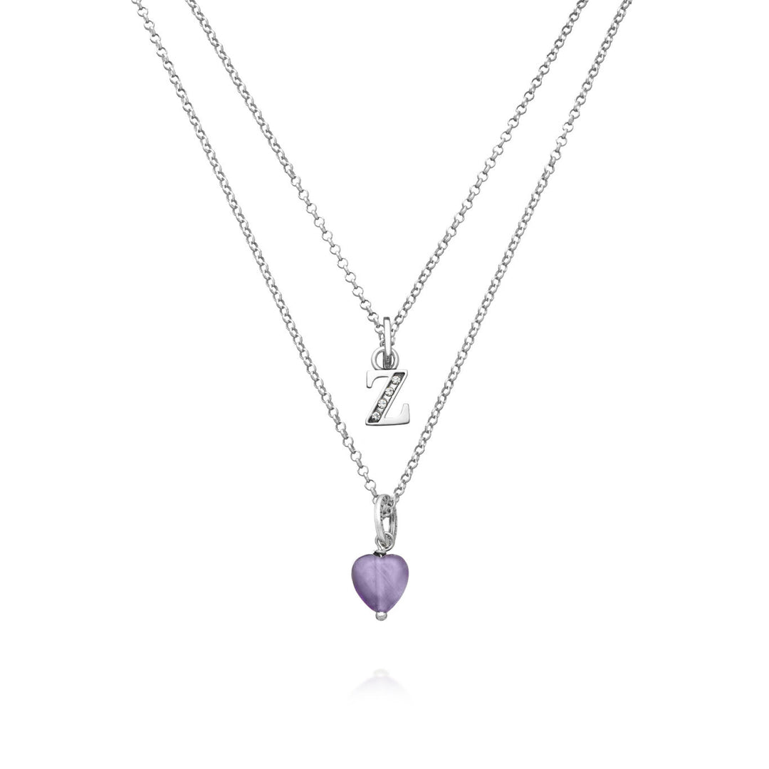 Giovanni Raspini Halskette, kostbares Geschenk, Buchstabe Z Halskette aus 925er Silber, Amethyst und Zirkonen X01469