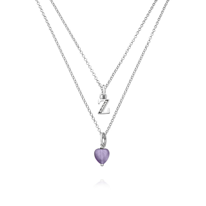 Giovanni Raspini Halskette, kostbares Geschenk, Buchstabe Z Halskette aus 925er Silber, Amethyst und Zirkonen X01469