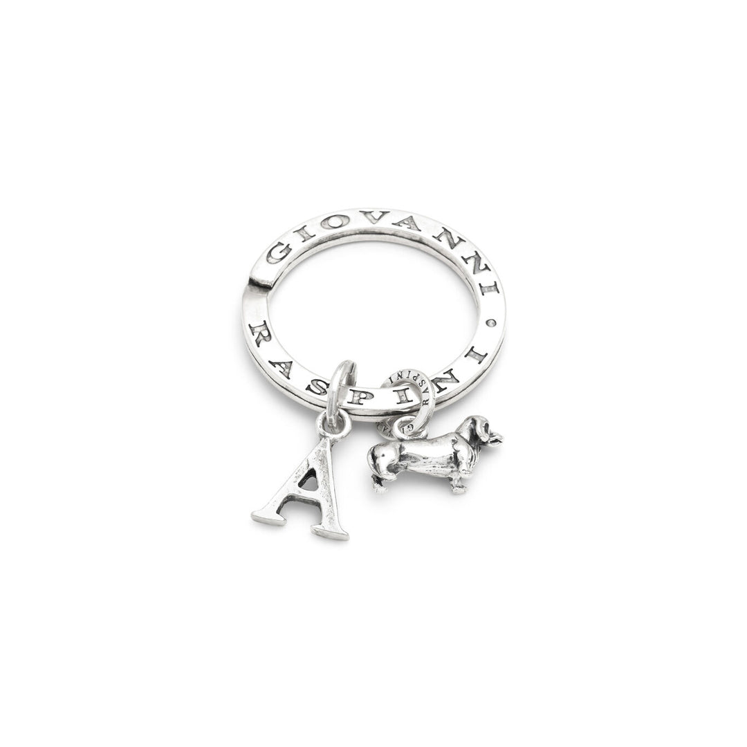 Giovanni Raspini Teckel en Letter A sleutelhanger zilver X01631