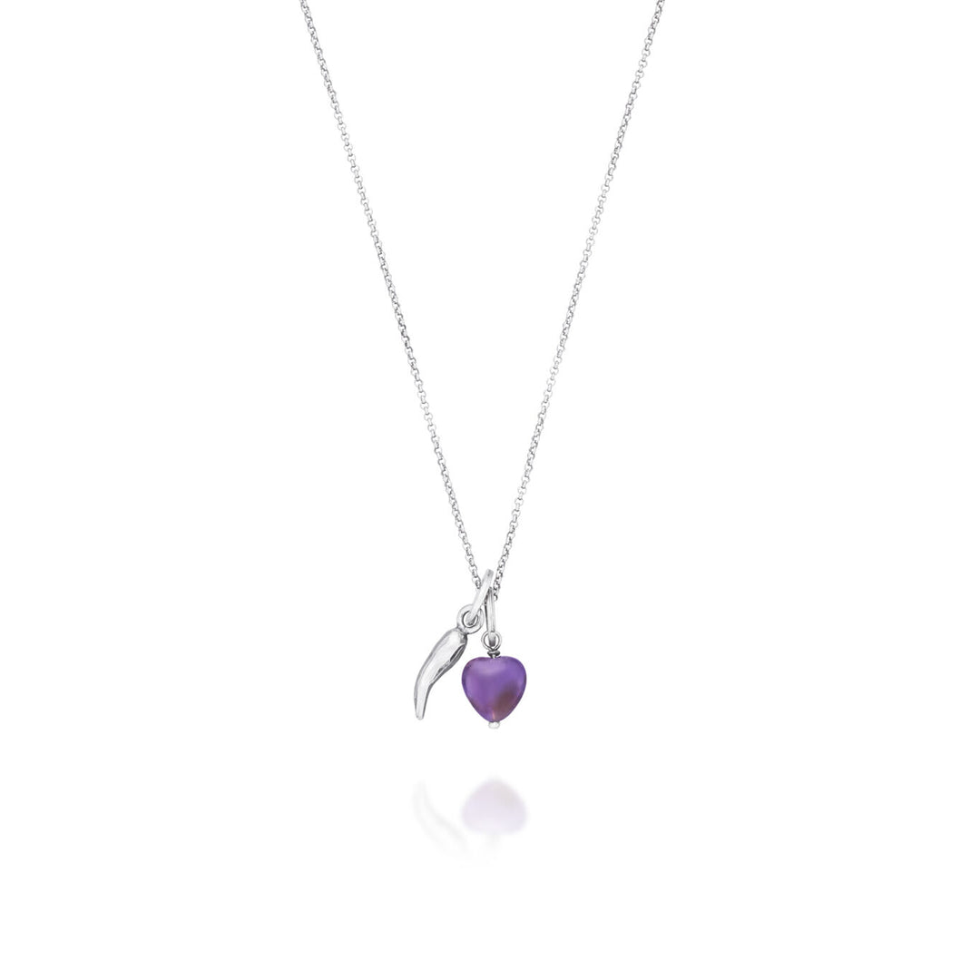 Giovanni Raspini amethyst heart necklace 925 silver and amethyst necklace X01702