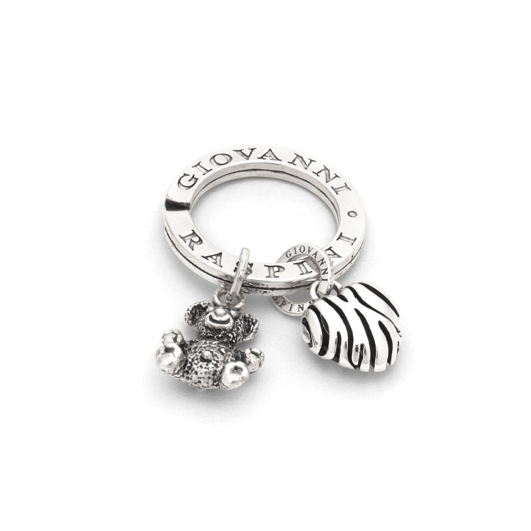 Giovanni Raspini Sleutelhanger teddybeer en hart in zilver X01756