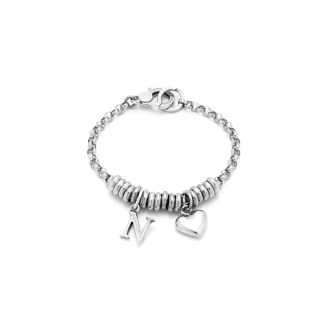 Giovanni Raspini zilveren armband met hart en letter N X01884