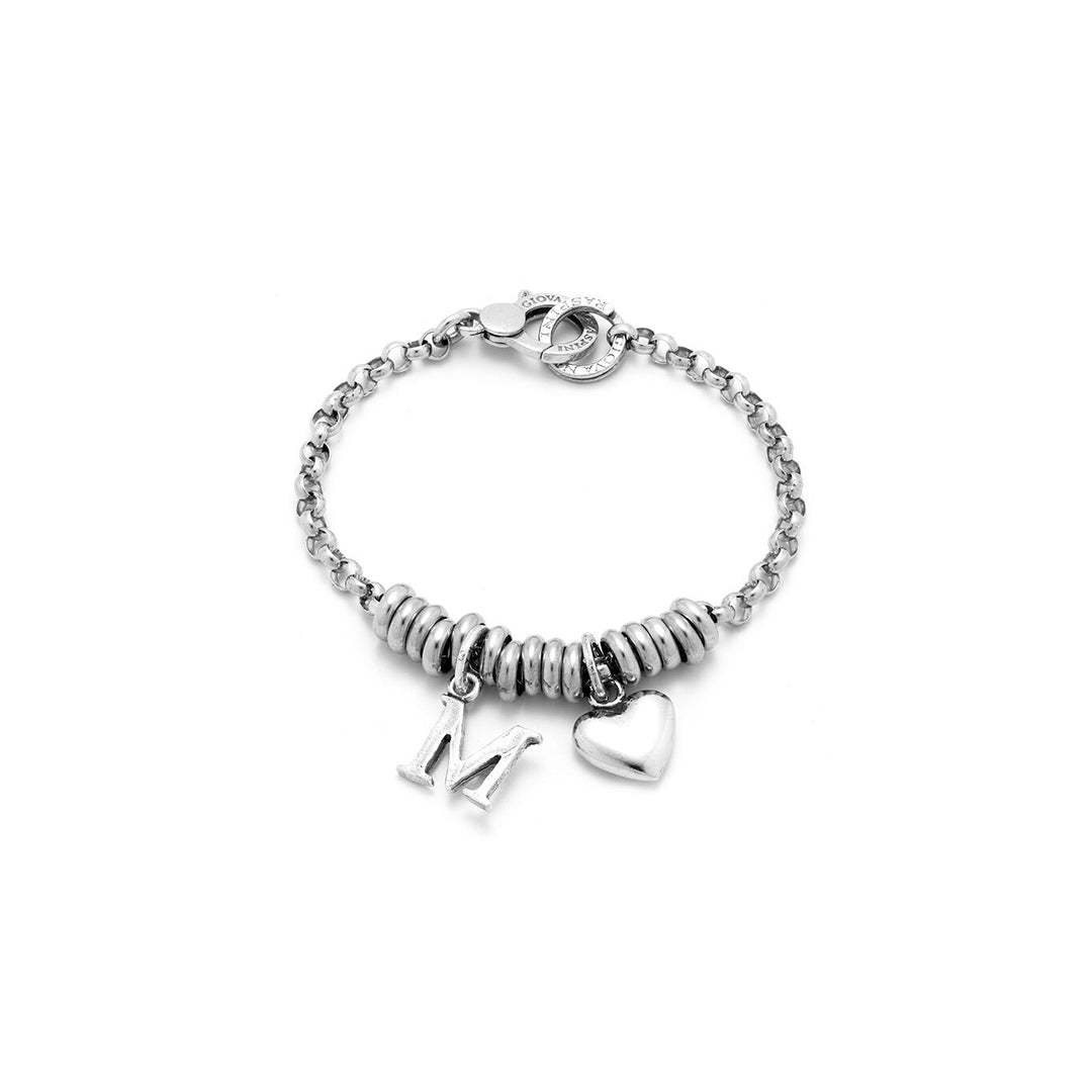 Giovanni Raspini Herz und Buchstabe M Silberarmband X01885