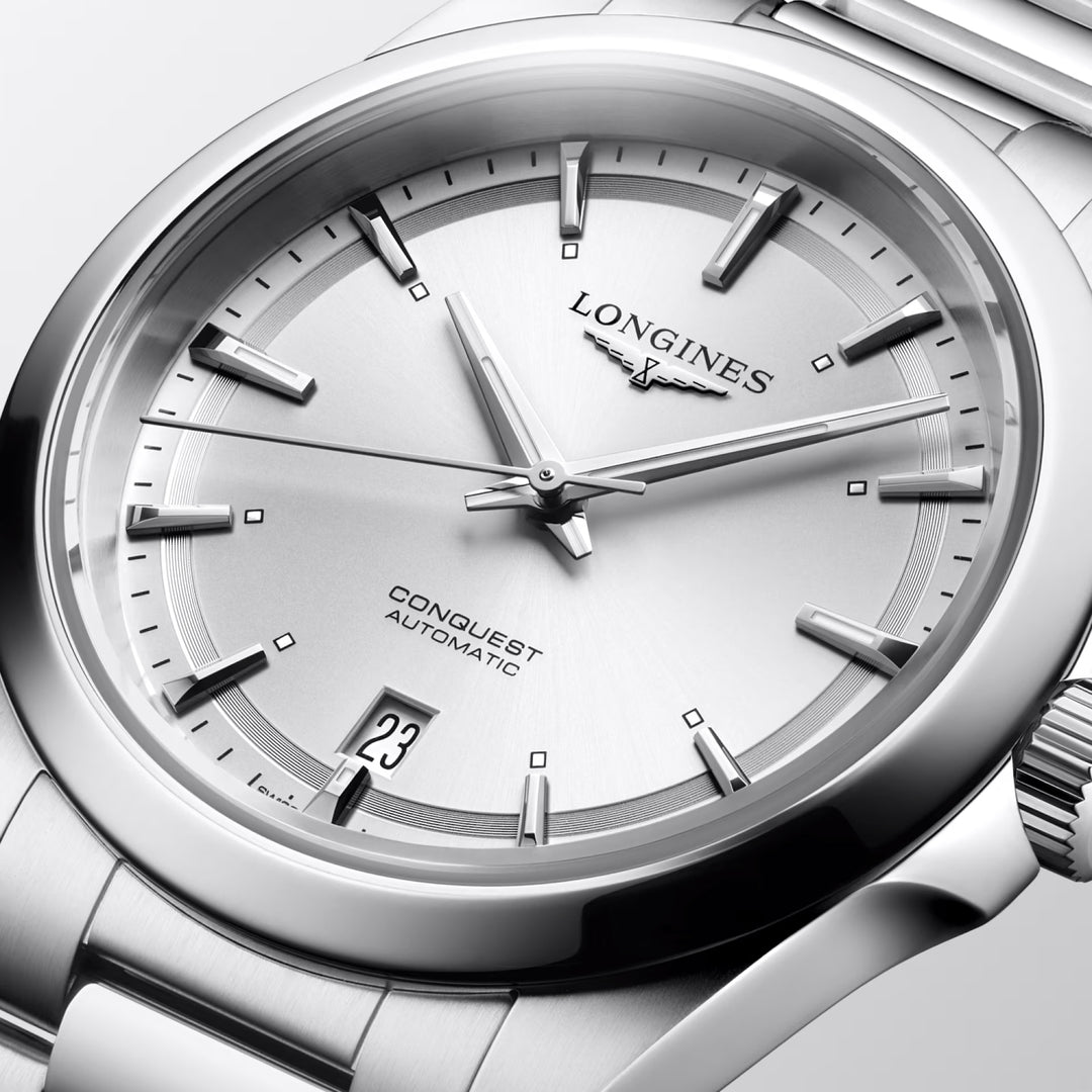 Longines Conquest 38mm silver automatic steel watch L3.720.4.72.6