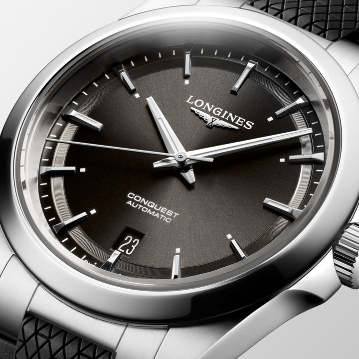 Longines Conquest 38mm zwart automatisch stalen horloge L3.720.4.52.9