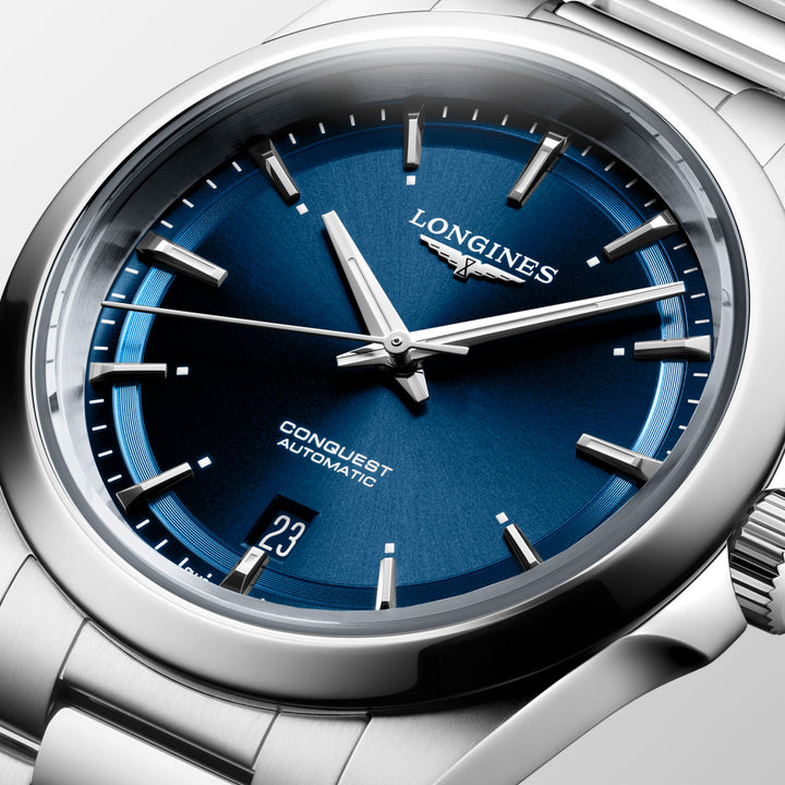 Longines Conquest 38mm blue automatic steel watch L3.720.4.92.6