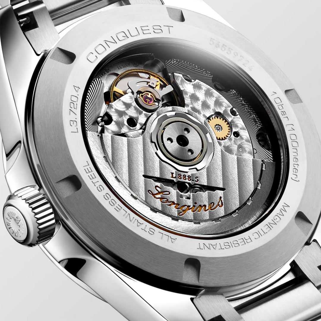 Longines Conquest 38mm silver automatic steel watch L3.720.4.72.6