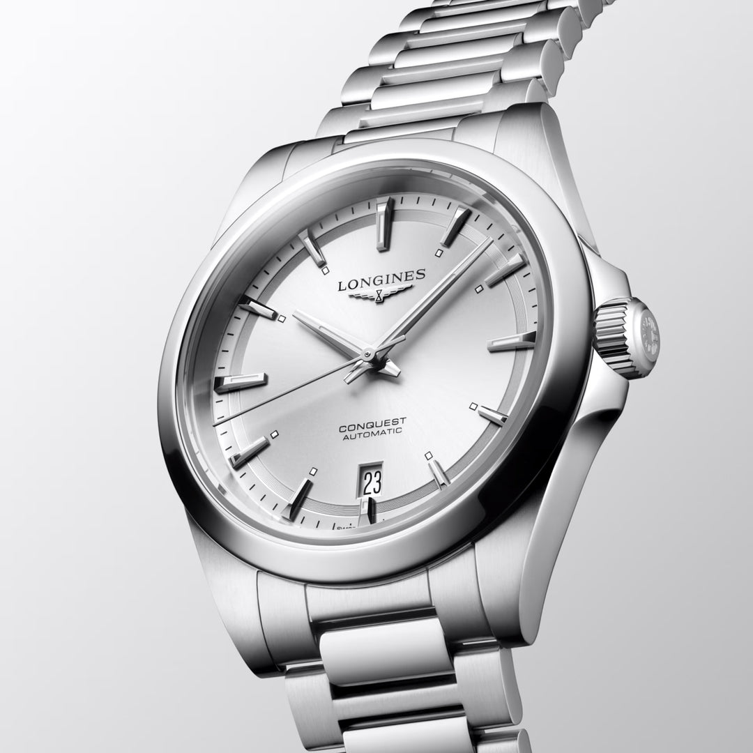 Longines Conquest 38mm silver automatic steel watch L3.720.4.72.6