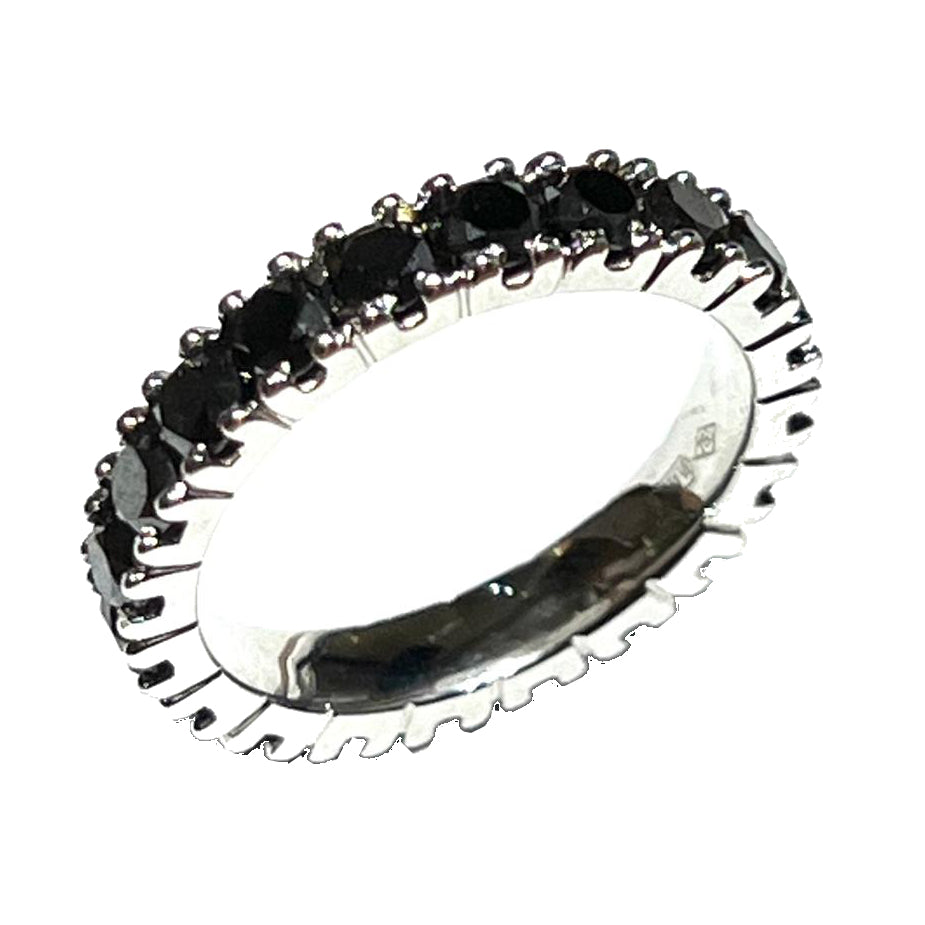 World Diamond Group 18kt white gold ring with black diamonds 0024FG