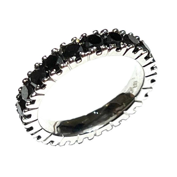World Diamond Group 18kt white gold ring with black diamonds 0024FG