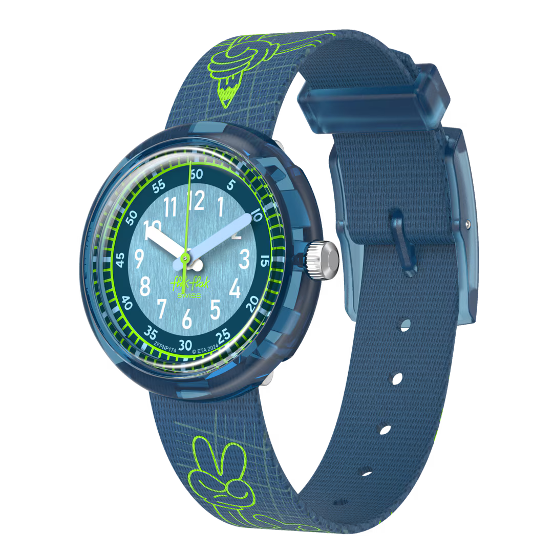 Flik Flak CODE TALK Power Time 32 mm horloge FPNP174