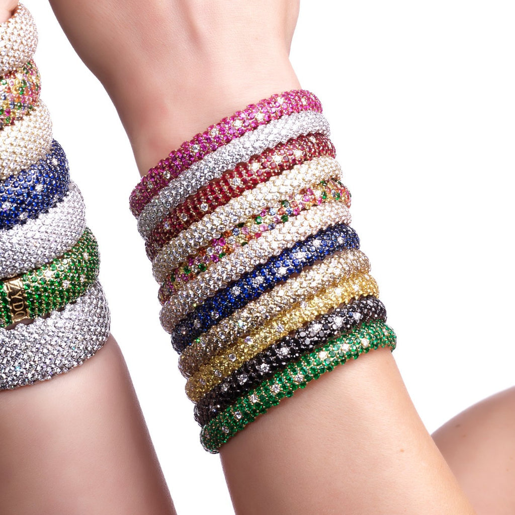 Zydo koepelvormige elastische armband in witgoud blauwe saffier Blauwe saffier 61567