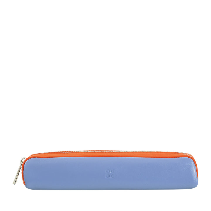 DUDU Etui van echt leer met ritssluiting, pennenhouder, klein 18x3cm, compact en kleurrijk