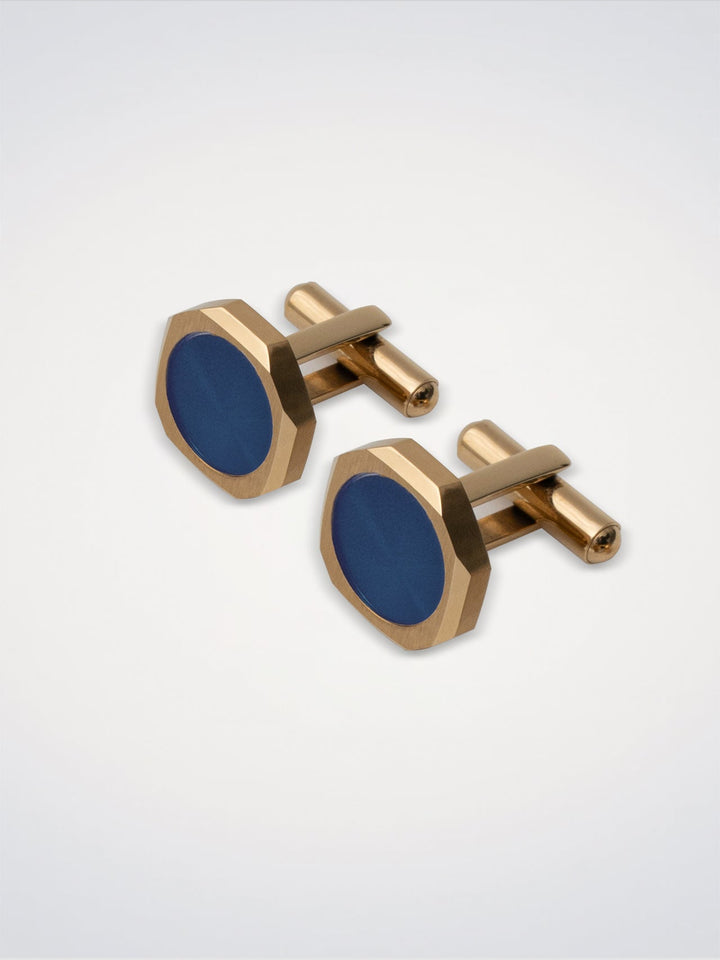 D1 Milano Blue and Gold Octagonal Cufflinks D1-JWCLSU07