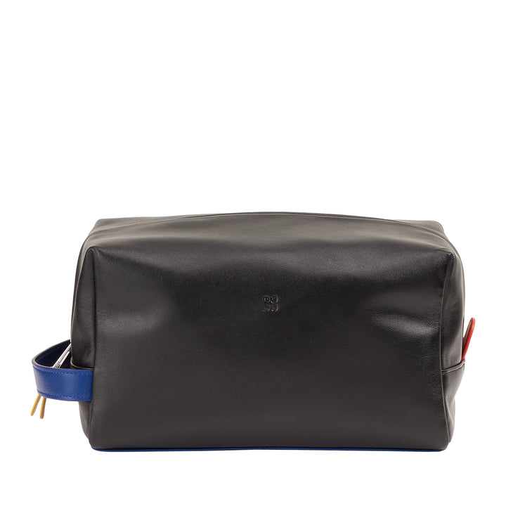 DUDU Leather Beauty Case voor heren en dames - Elegante make-uptas voor op reis, minimaal ontwerp, echt leer, compacte toilettas voor accessoires en cosmetica