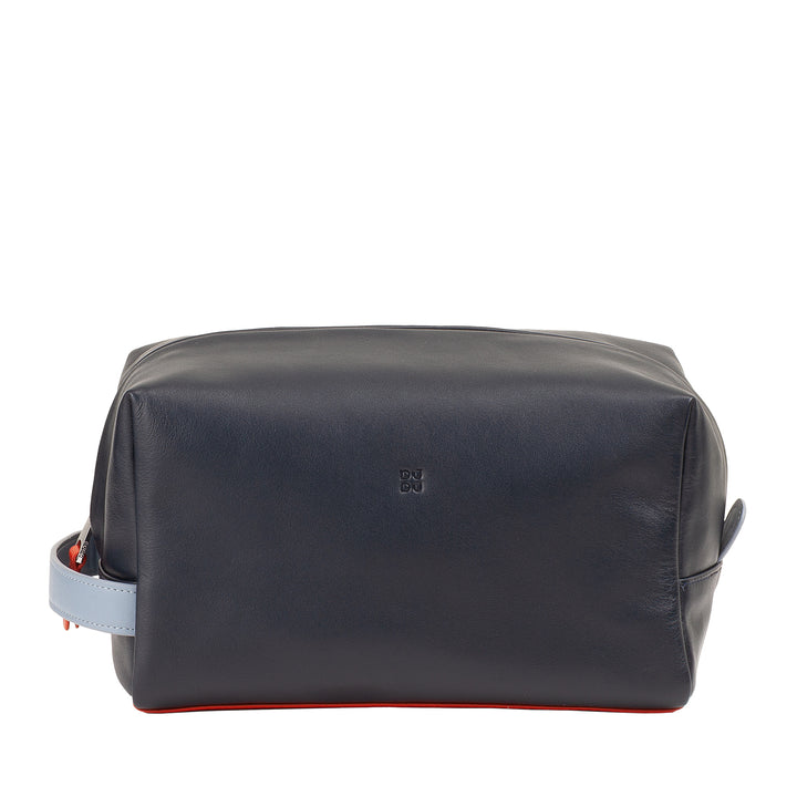 DUDU Leather Beauty Case voor heren en dames - Elegante make-uptas voor op reis, minimaal ontwerp, echt leer, compacte toilettas voor accessoires en cosmetica