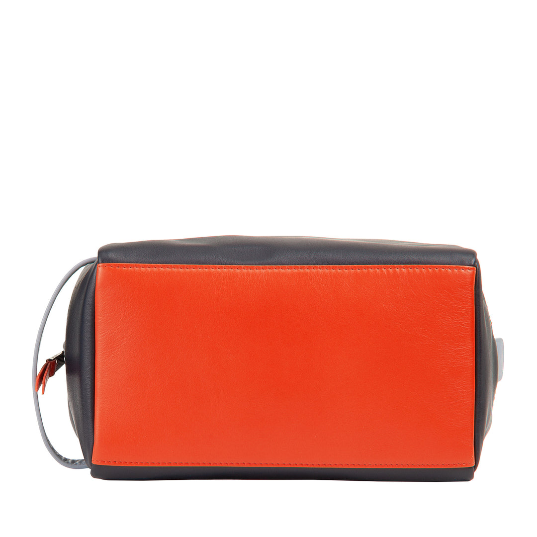 DUDU Leather Beauty Case voor heren en dames - Elegante make-uptas voor op reis, minimaal ontwerp, echt leer, compacte toilettas voor accessoires en cosmetica