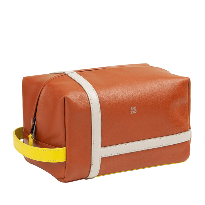 DUDU Beauty Case voor mannen en vrouwen in leer met ritssluiting - op tennis geïnspireerd ontwerp met zijhandgreep voor reizen, sportschool en dagelijks gebruik