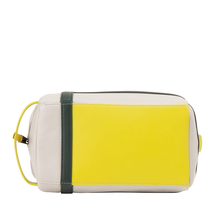 DUDU Beauty Case for Men and Women in Leather with Zipper - Tennis-Inspired Design with Side Handle for Travel, Gym and Everyday Use
